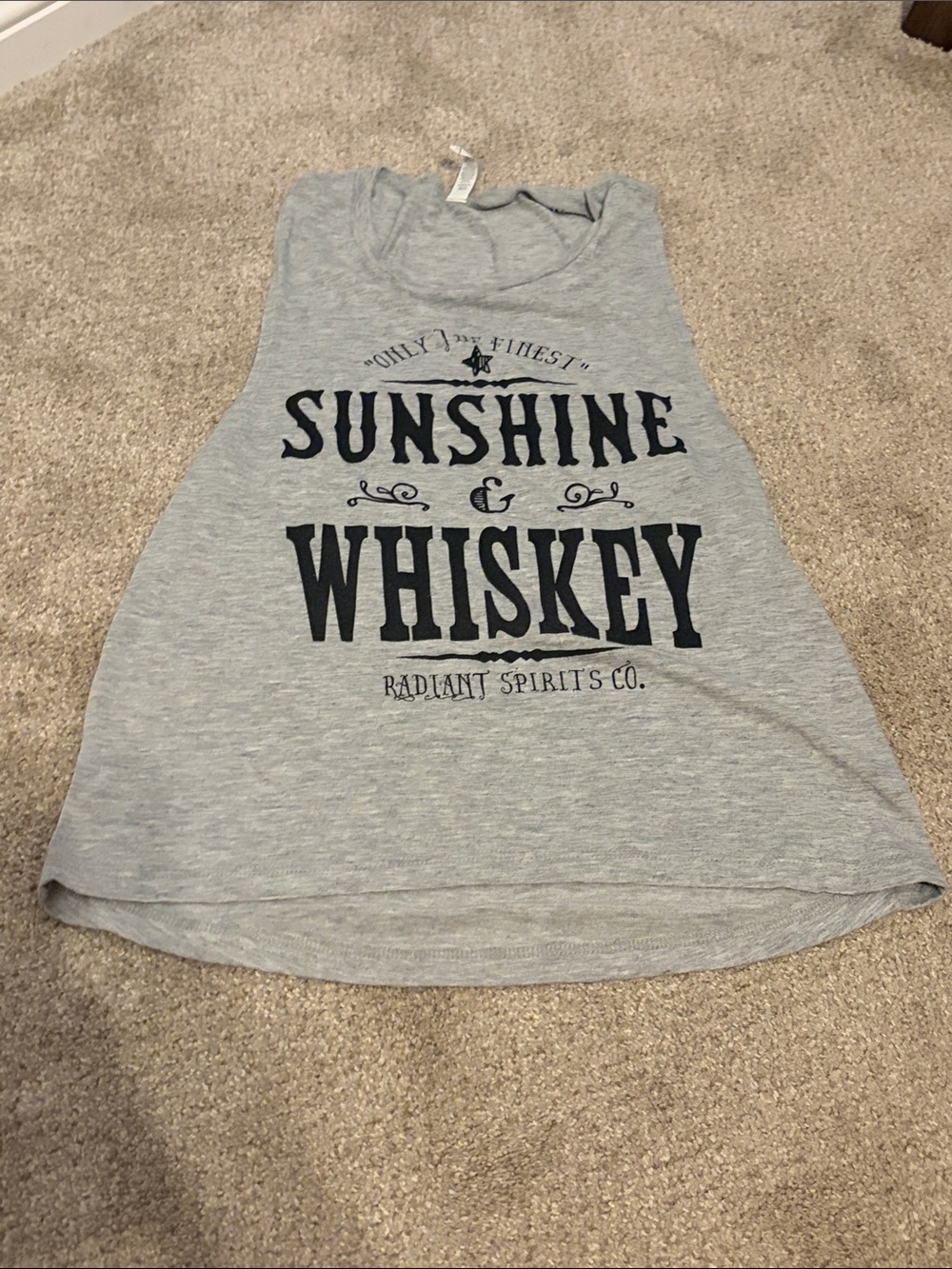"Sunshine & Whiskey" Gray Graphic Tank Top